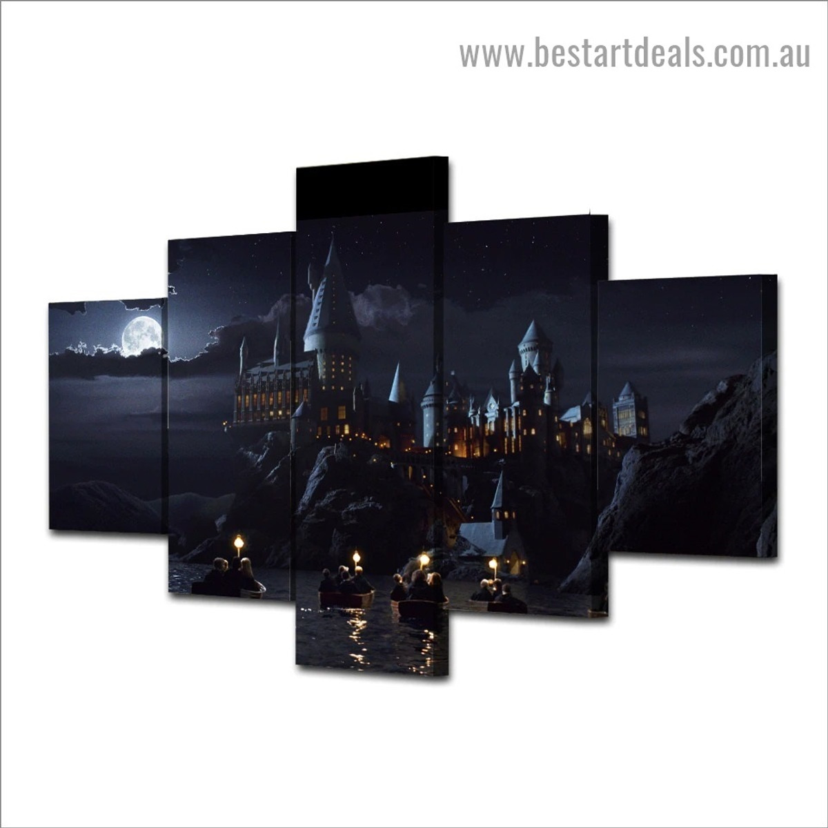 Dark Night Castle Architecture Figure Vintage Artwork Photo Canvas Print for Room Wall Garniture