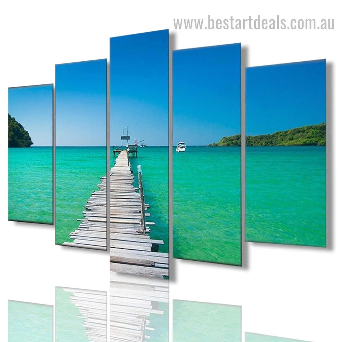 Dock Landscape Modern Framed Artwork Picture Canvas Print