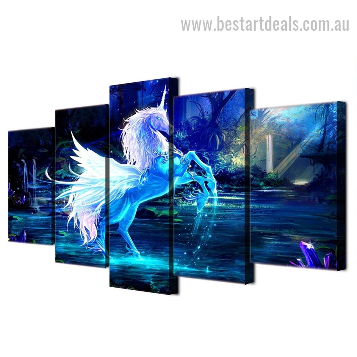 Unicorn Horse Animal Nature Landscape Modern Framed Artwork Pic Canvas Print