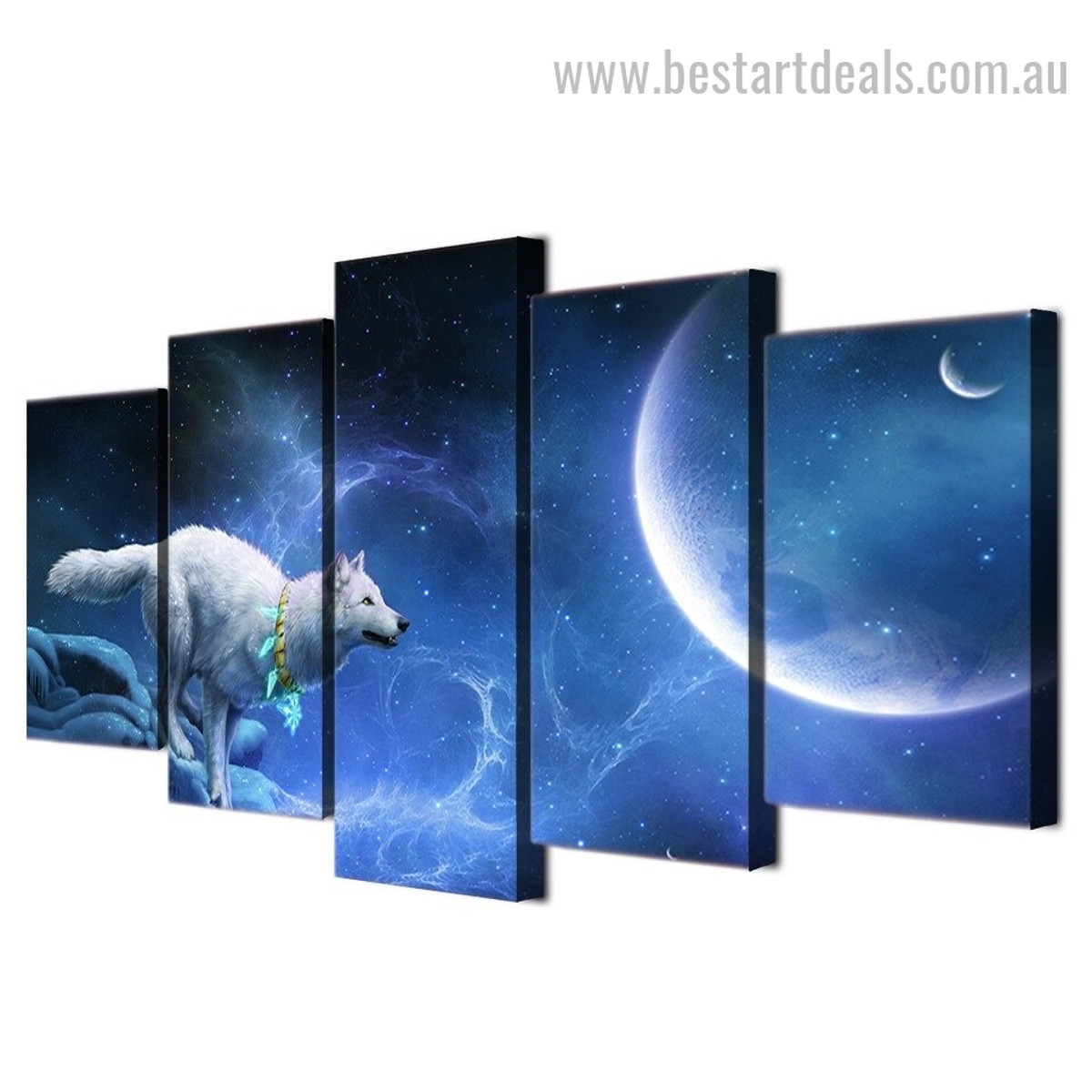 Magic White Wolf Animal Nature Landscape Modern Framed Painting Picture Canvas Print