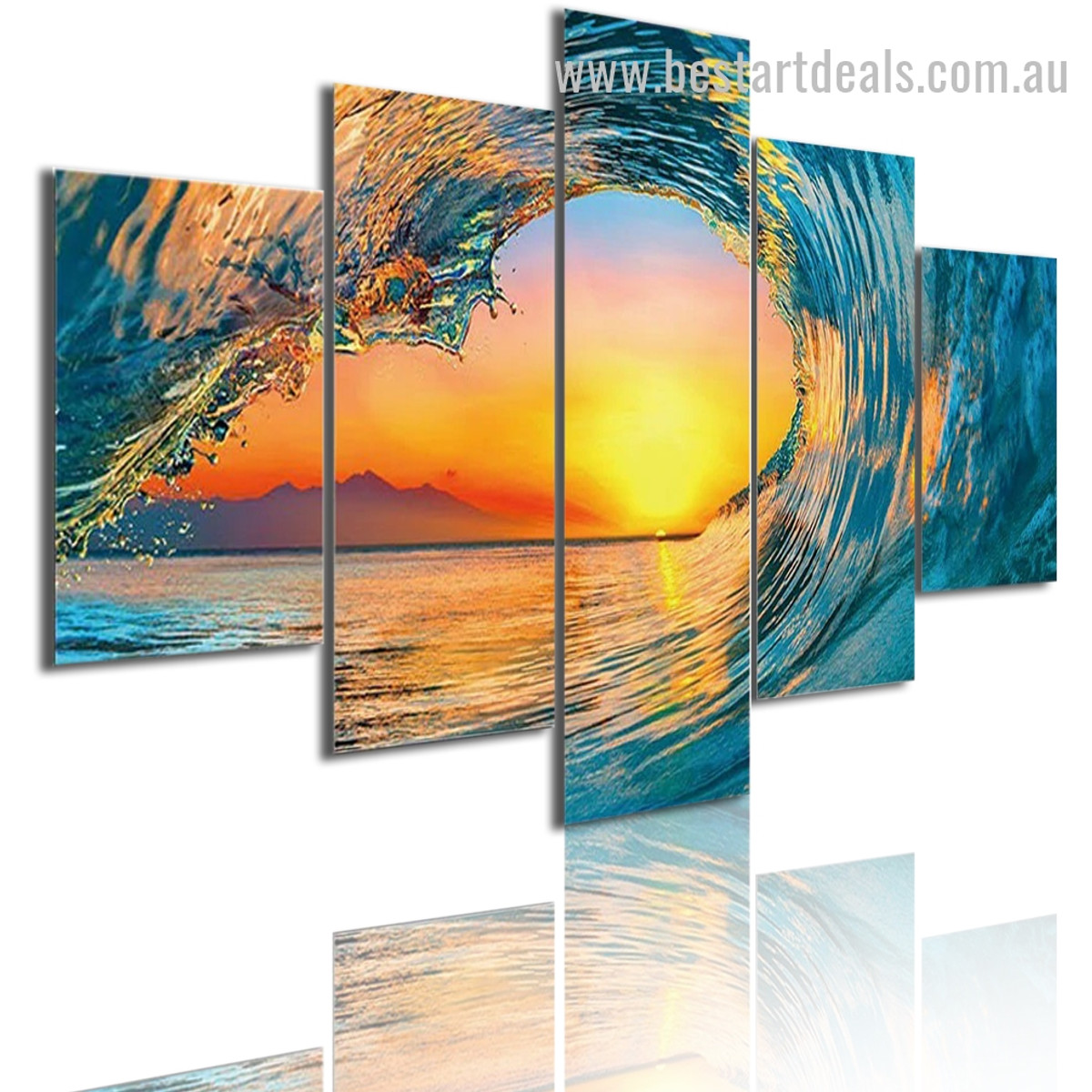 Sunset Sea Wave Nature Landscape Modern Framed Effigy Pic Canvas Print