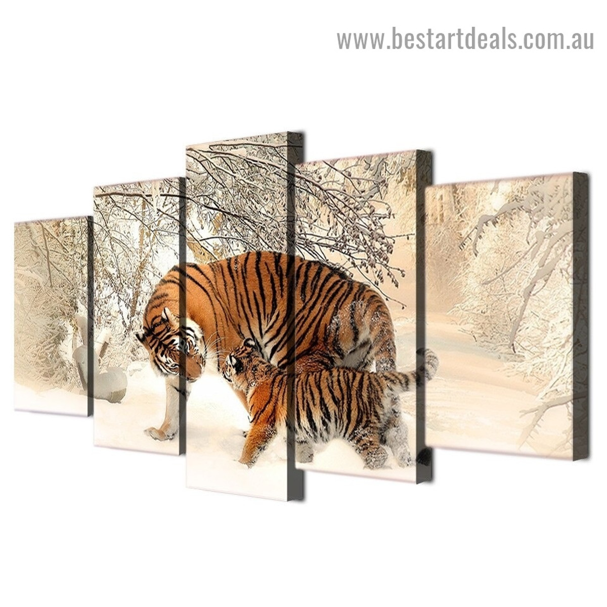 Snow Mountain Tiger Animal Landscape Modern Artwork Portrait Canvas Print for Room Wall Decor