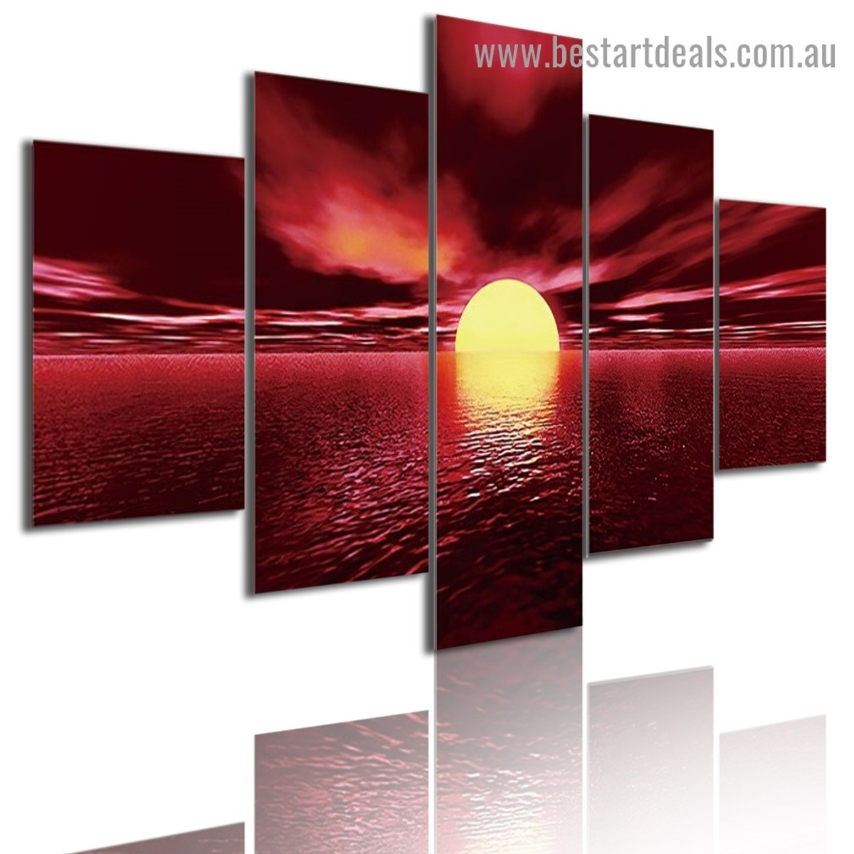 Glowing Lake Sunset Nature Landscape Modern Artwork Photo Canvas Print for Room Wall Ornament