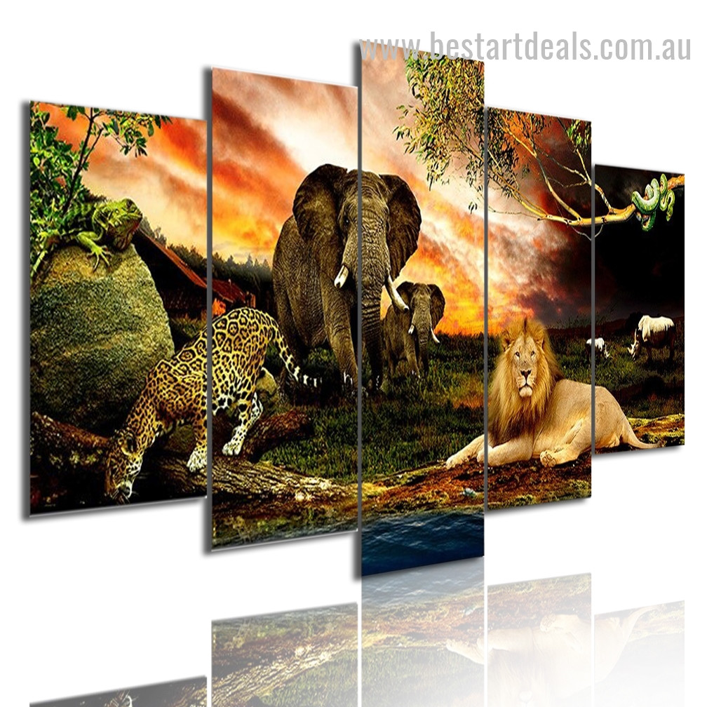 Fauna Animal Nature Landscape Modern Framed Artwork Image Canvas Print