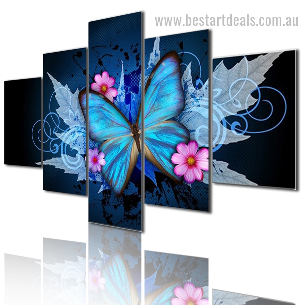 Butterfly Flower Botanical Modern Framed Painting Image Canvas Print