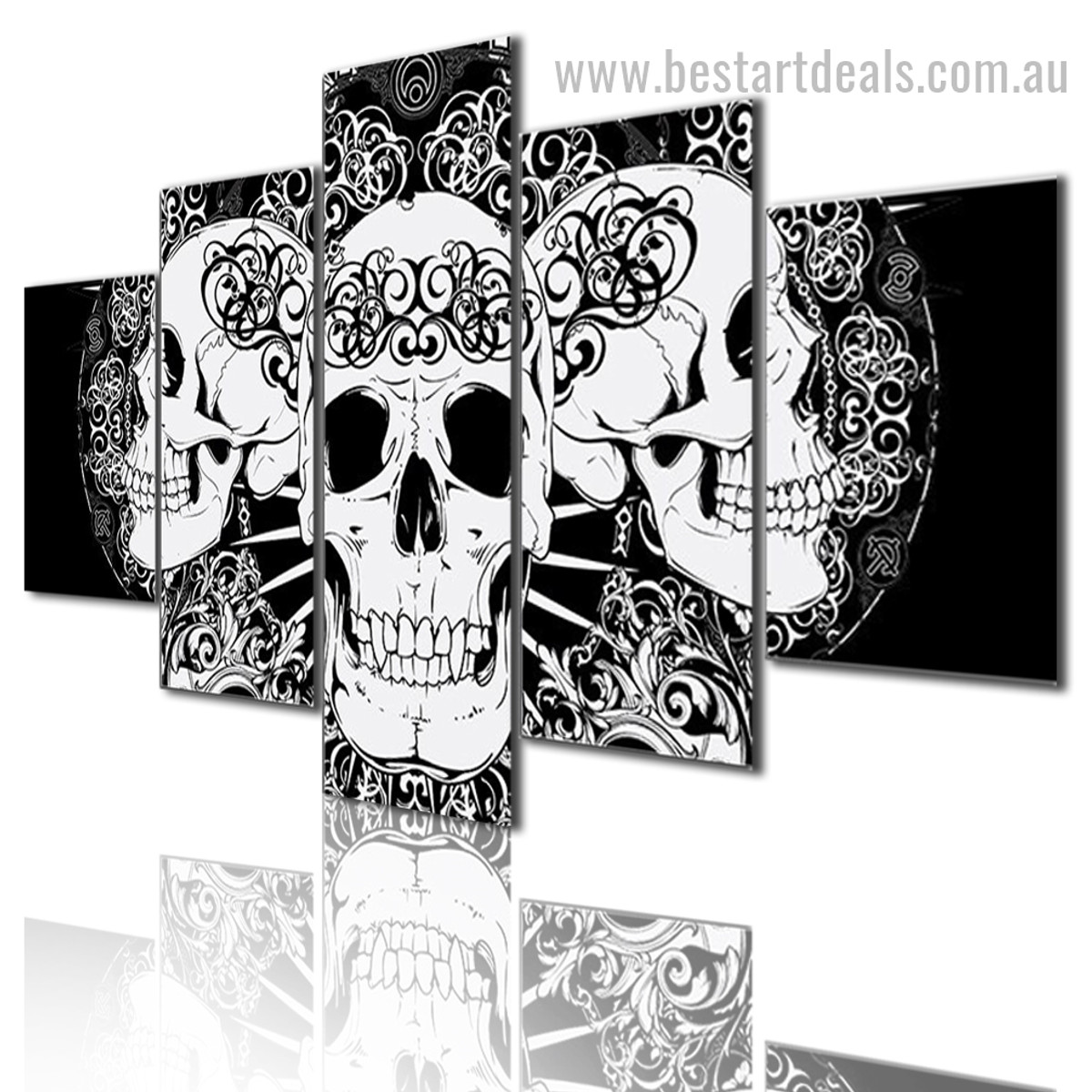 Abstract Skulls Ilustration Modern Framed Effigy Pic Canvas Print