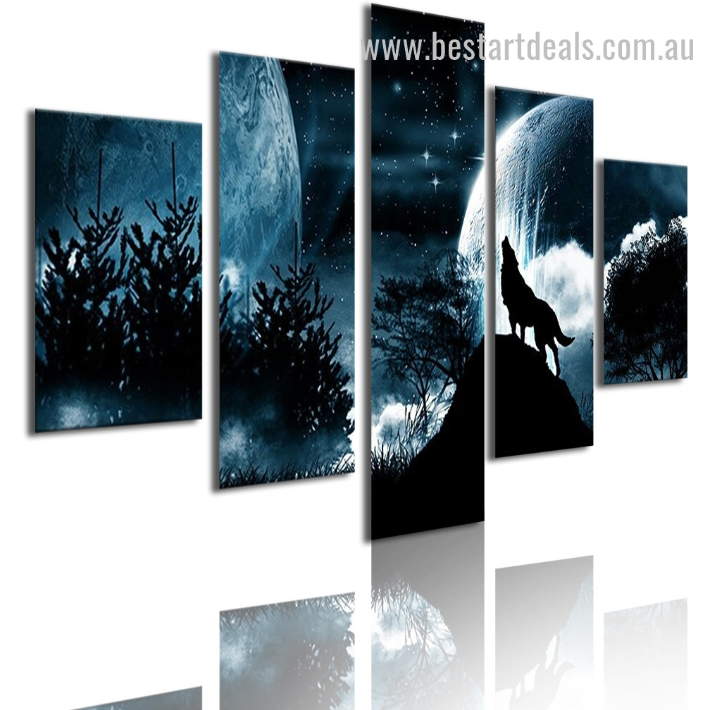 Blaring Wolf Animal Nature Landscape Modern Framed Effigy Picture Canvas Print