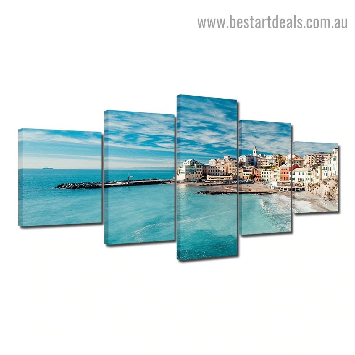 Italy Seashore Seascape Nature Modern Artwork Portrait Canvas Print for Room Wall Adornment