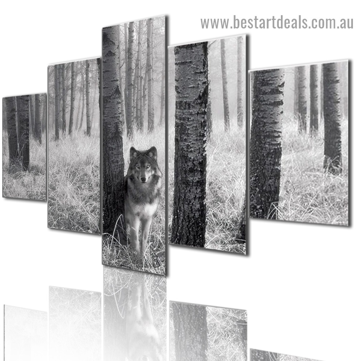 Faded Husky Wolf Animal Landscape Modern Artwork Image Canvas Print for Room Wall Ornament
