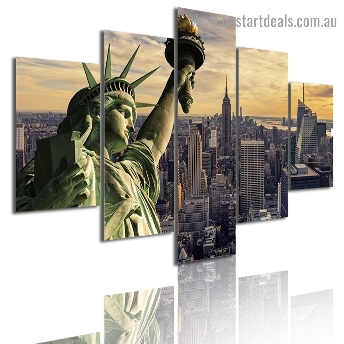 Statue of Liberty Cityscape Modern Artwork Picture Canvas Print for Room Wall Adornment