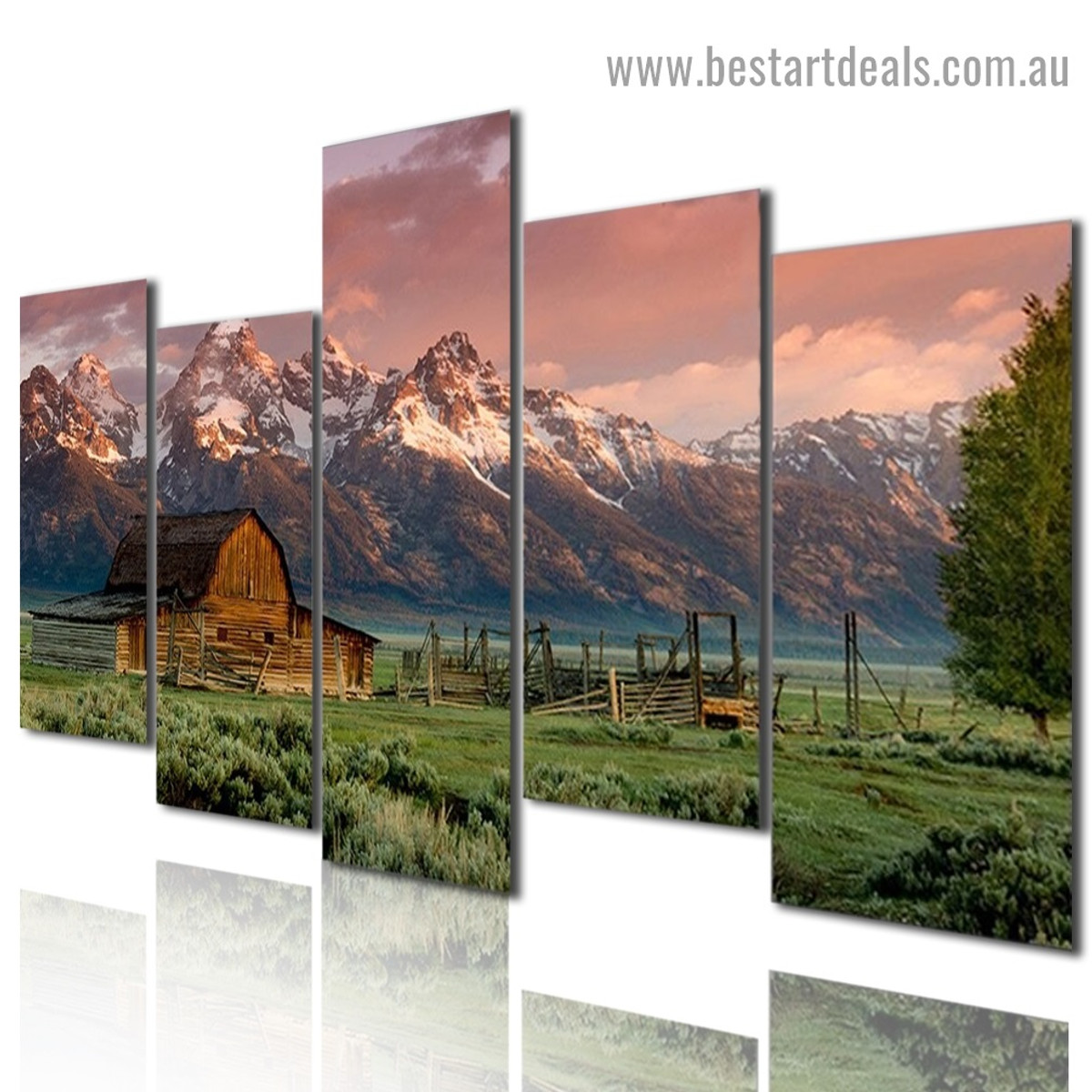 Rural Snow Mountain Nature Landscape Modern Artwork Image Canvas Print for Room Wall Garniture