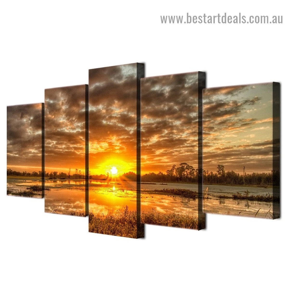 Morning Sunrise Nature Landscape Modern Artwork Image Canvas Print for Room Wall Ornament