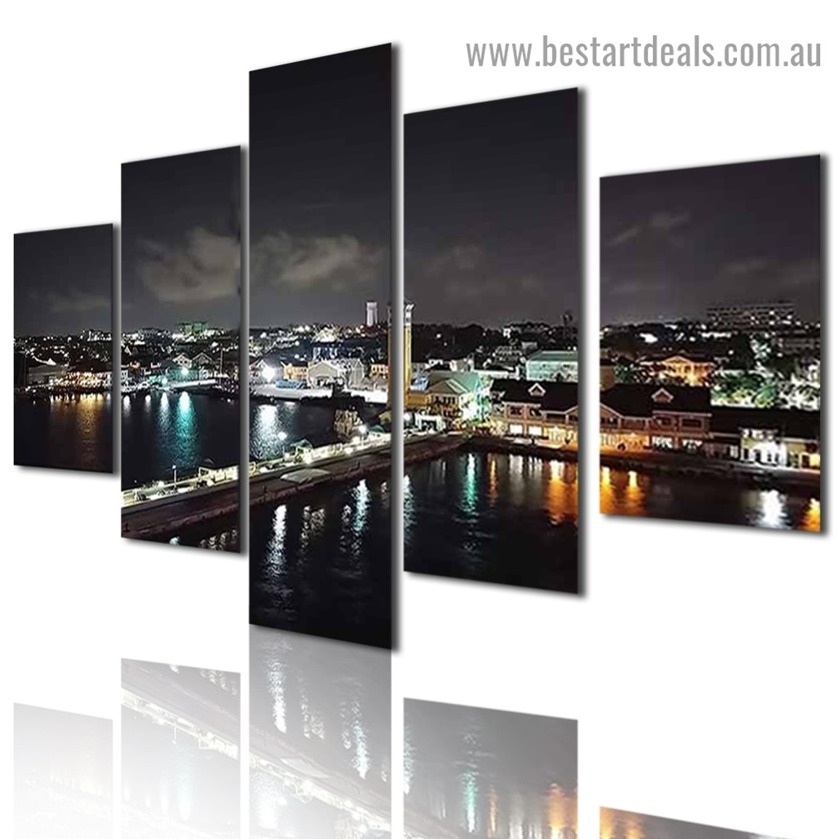 Nightscape City Modern Artwork Image Canvas Print for Room Wall Adornment