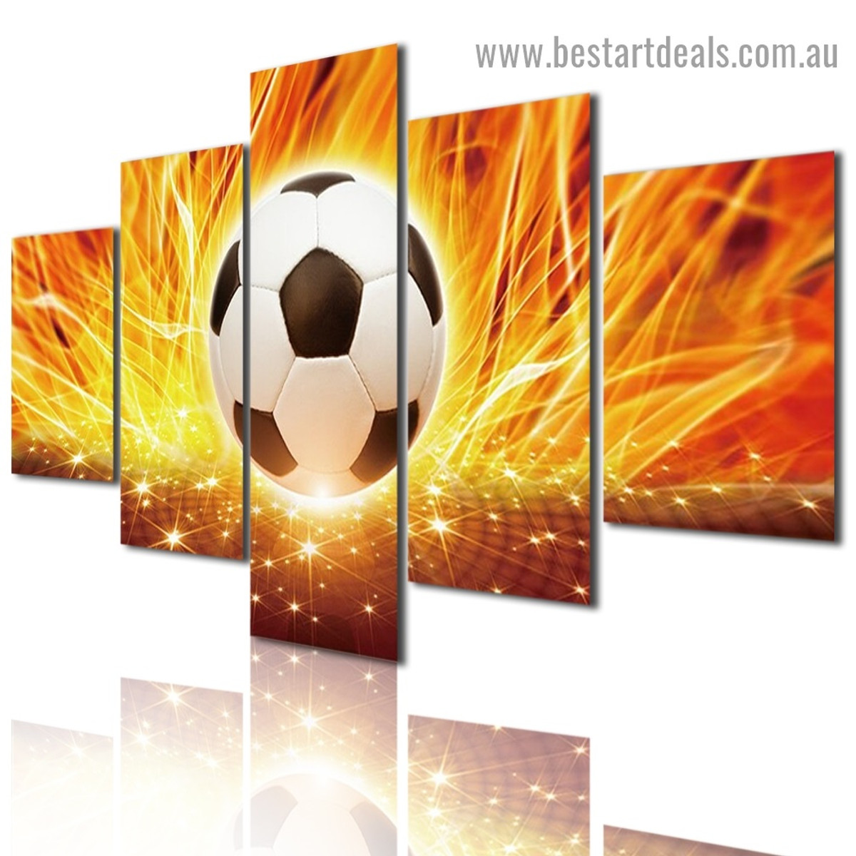 Flaming Football Abstract Modern Artwork Photo Canvas Print for Room Wall Adornment