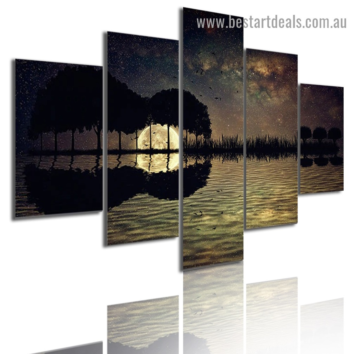 Moonlight Guitar Abstract Music Modern Artwork Photo Canvas Print for Room Wall Garniture