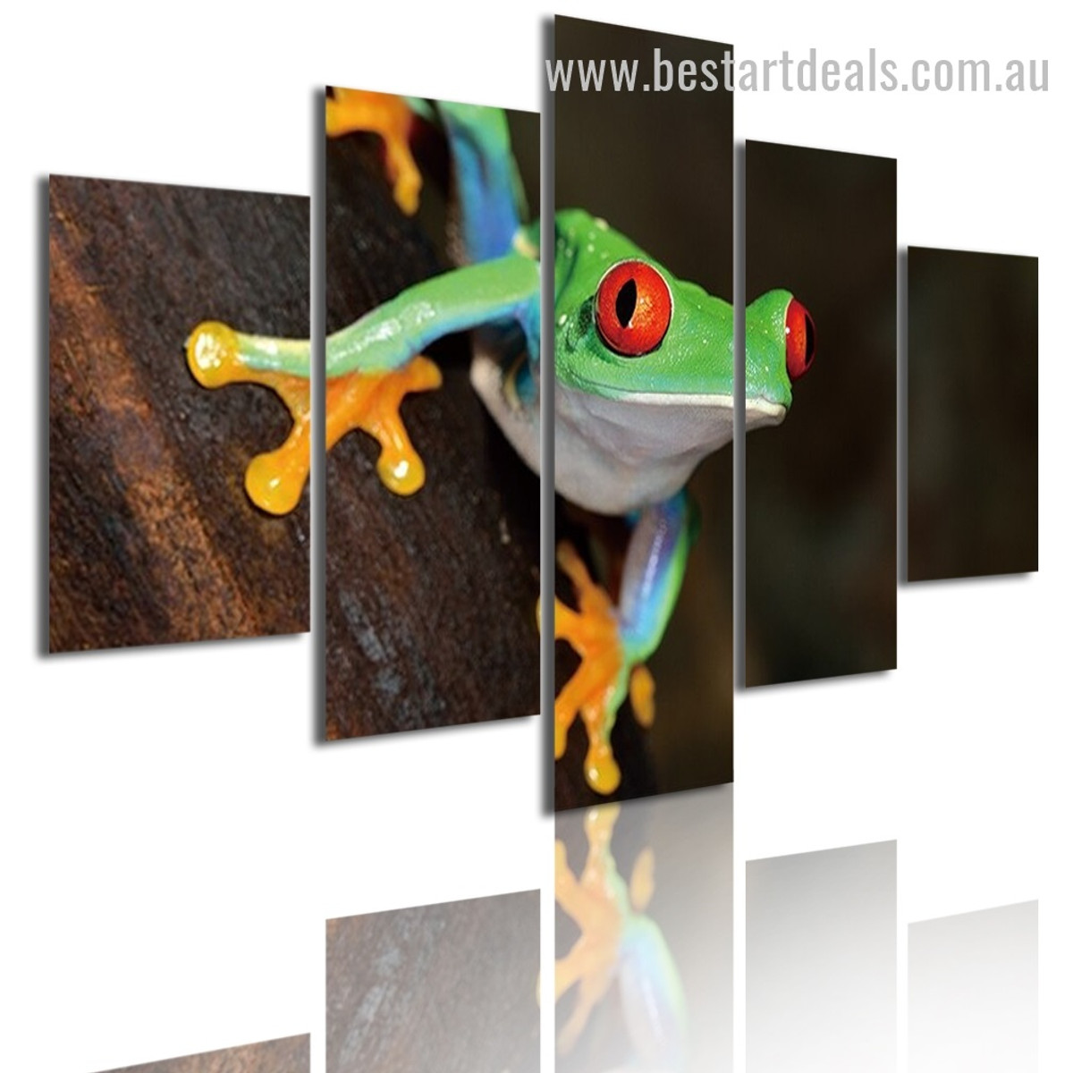 Green Frog Poster Animal Modern Framed Smudge Image Canvas Print