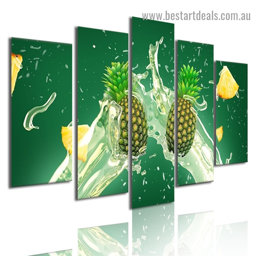 Pineapple Juice Splash Food and Beverage Modern Artwork Photo Canvas Print for Room Wall Garniture
