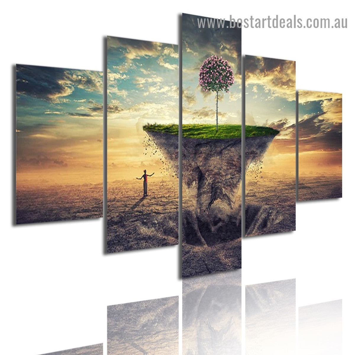 Prayer Oasis Landscape Botanical Modern Artwork Picture Canvas Print for Room Wall Décor