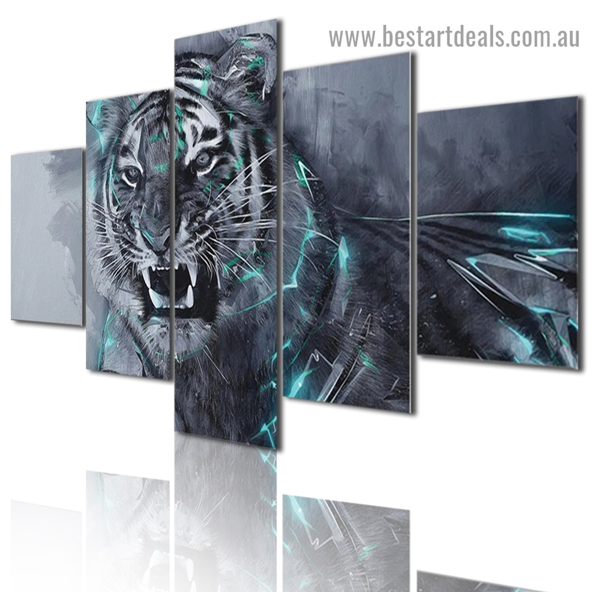 Fierce Tiger Animal Fantasy Modern Artwork Picture Canvas Print for Room Wall Adornment