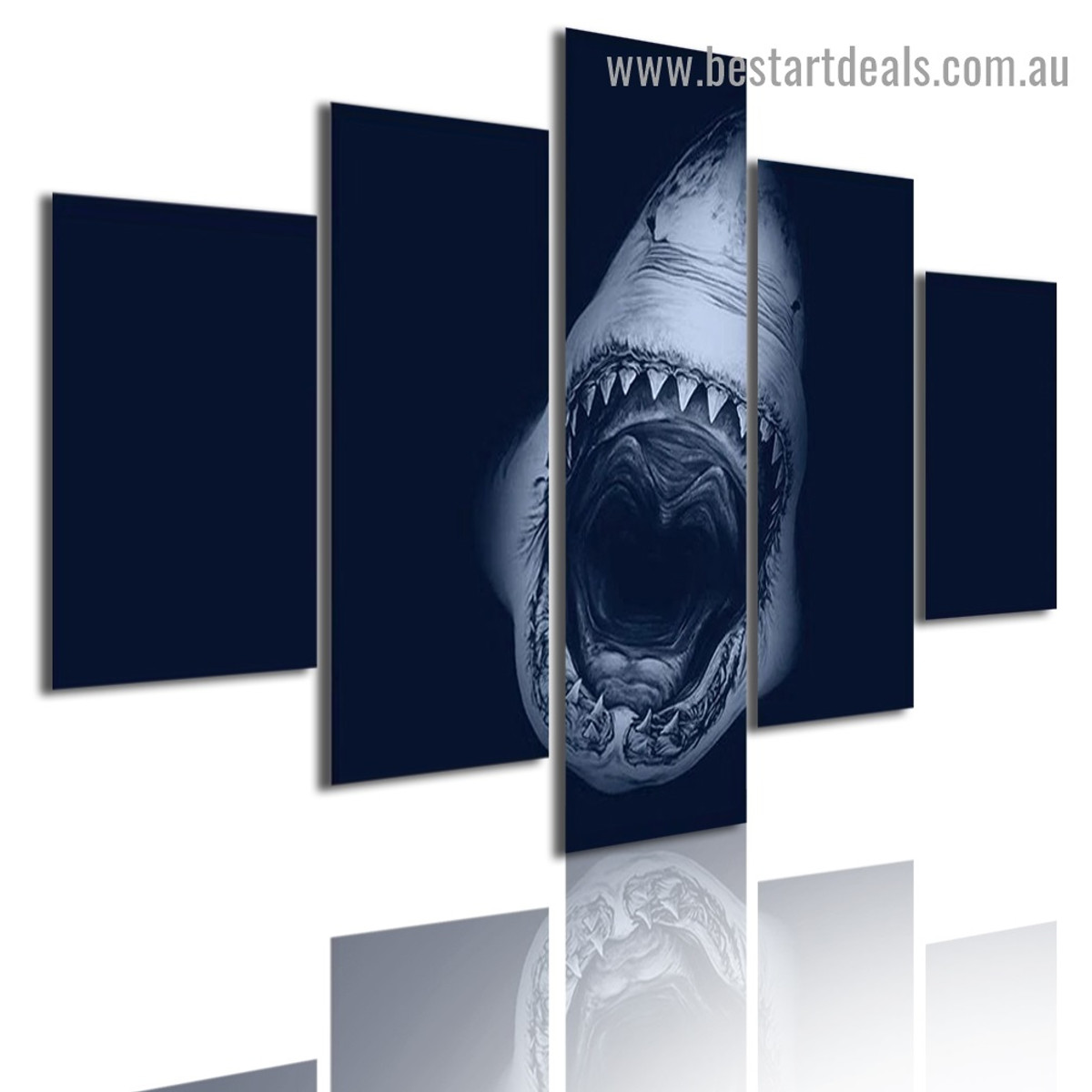 Scary Shark Animal Modern Artwork Picture Canvas Print for Room Wall Decoration