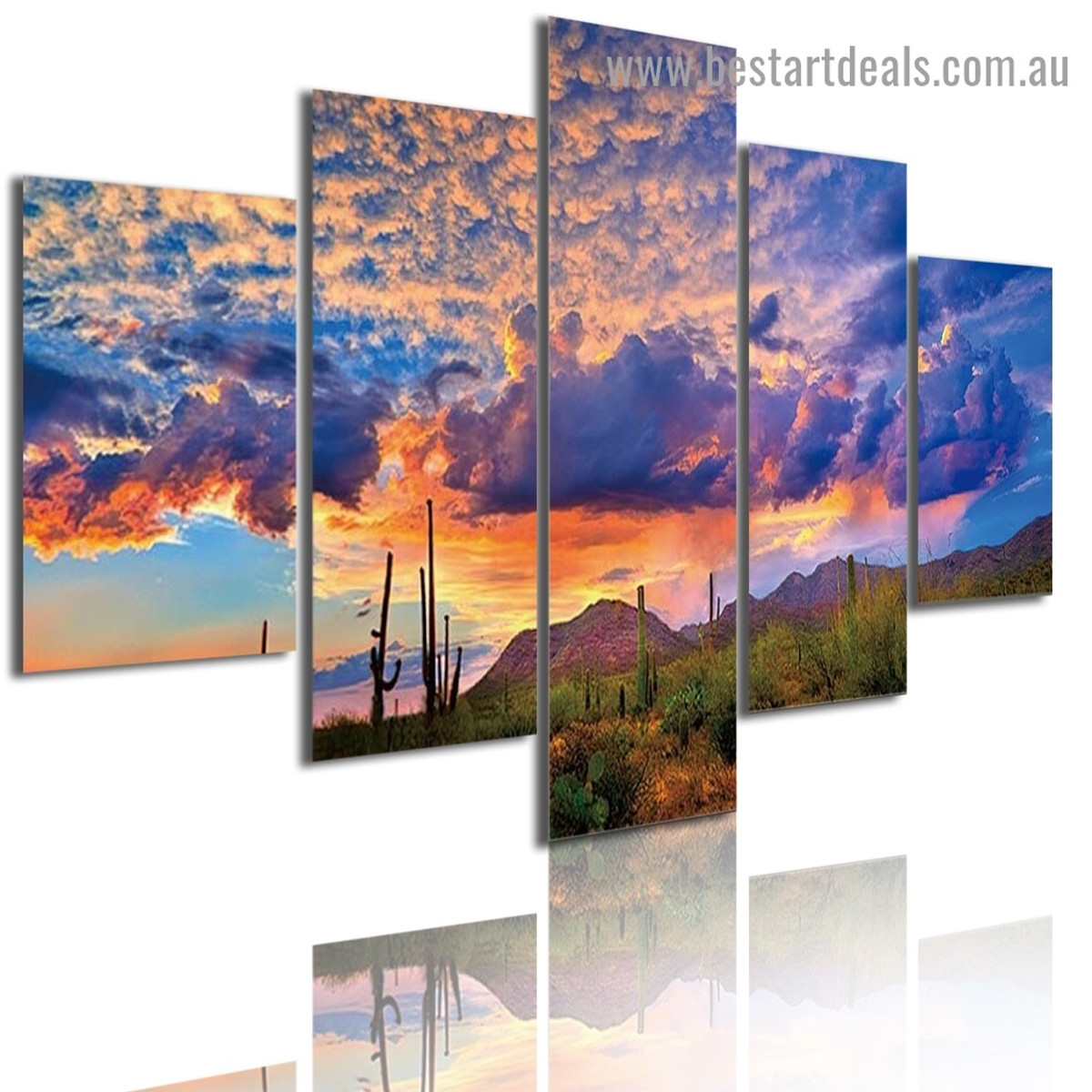 Vibrant Sunset Landscape Modern Artwork Image Canvas Print for Room Wall Adornment