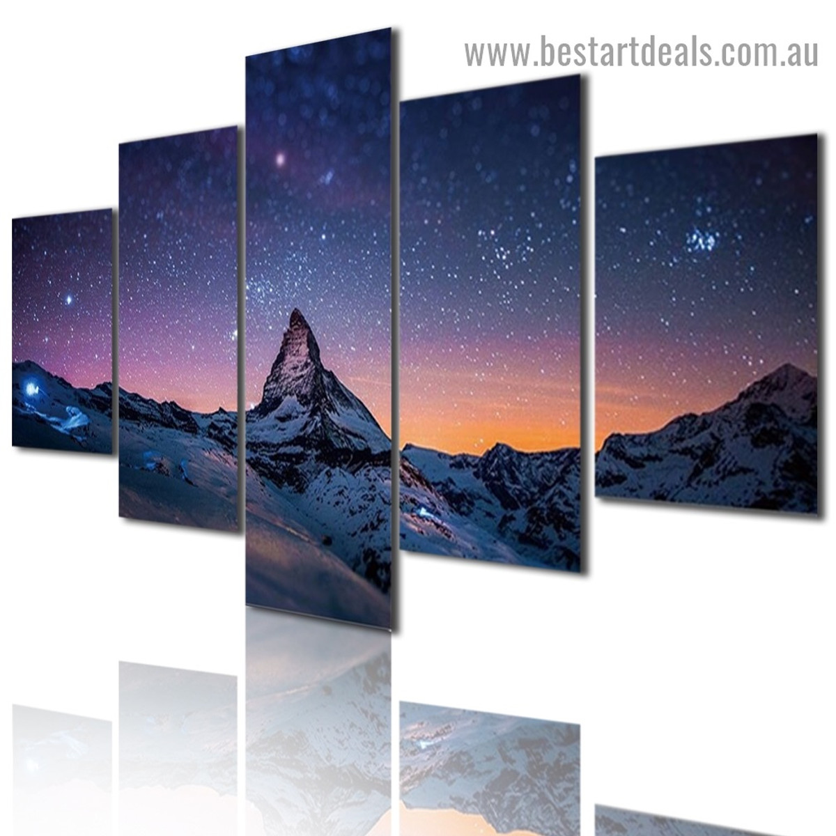 Starry Mountain Landscape Nature Modern Artwork Portrait Canvas Print for Room Wall Adornment