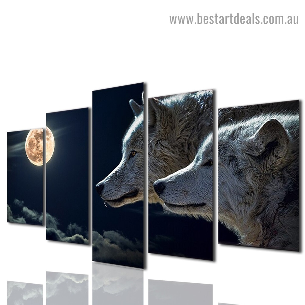 Moon Wolf Animal Nature Modern Artwork Photo Canvas Print for Room Wall Adornment