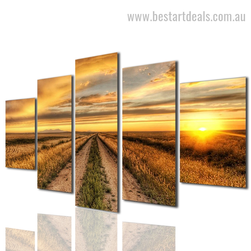 Farm Field Nature Landscape Modern Framed Effigy Pic Canvas Print