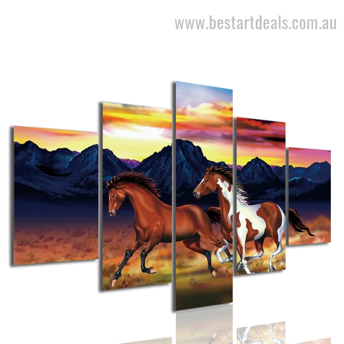 Gushing Horses Animal Modern Framed Painting Picture Canvas Print