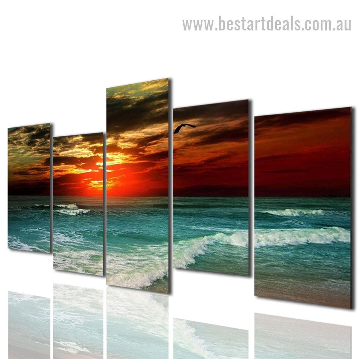 Tropical Sunset Seascape Nature Modern Framed Artwork Photo Canvas Print