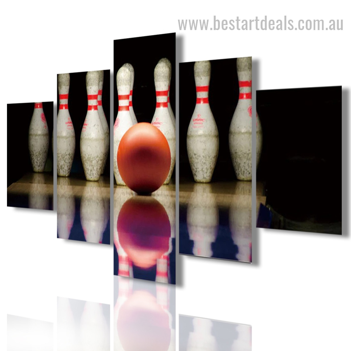 Ten Pin Bowling Abstract Sports Modern Framed Portraiture Pic Canvas Print