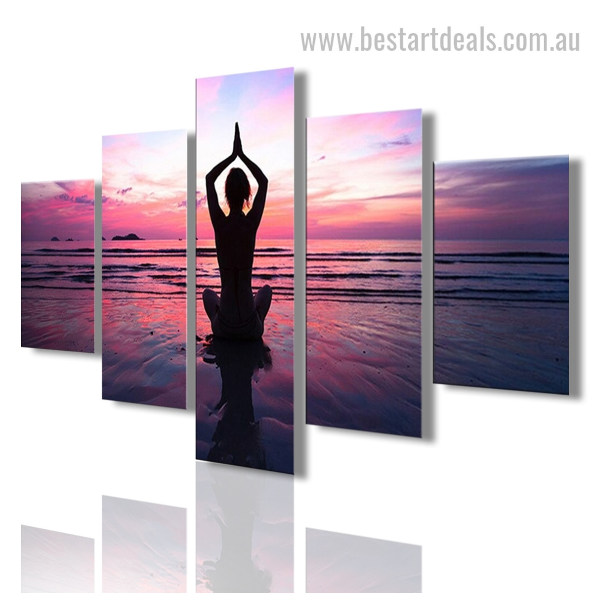 Seascape Yoga Figure Nature Sports Framed Portraiture Pic Canvas Print