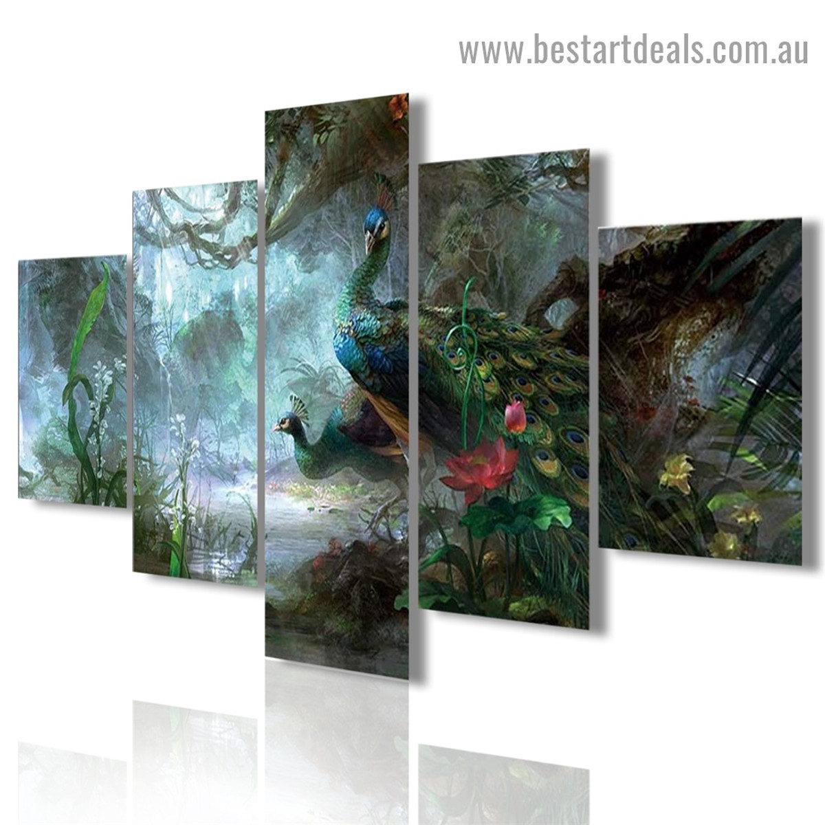 Peacock Forest Bird Landscape Modern Artwork Picture Canvas Print for Room Wall Garniture