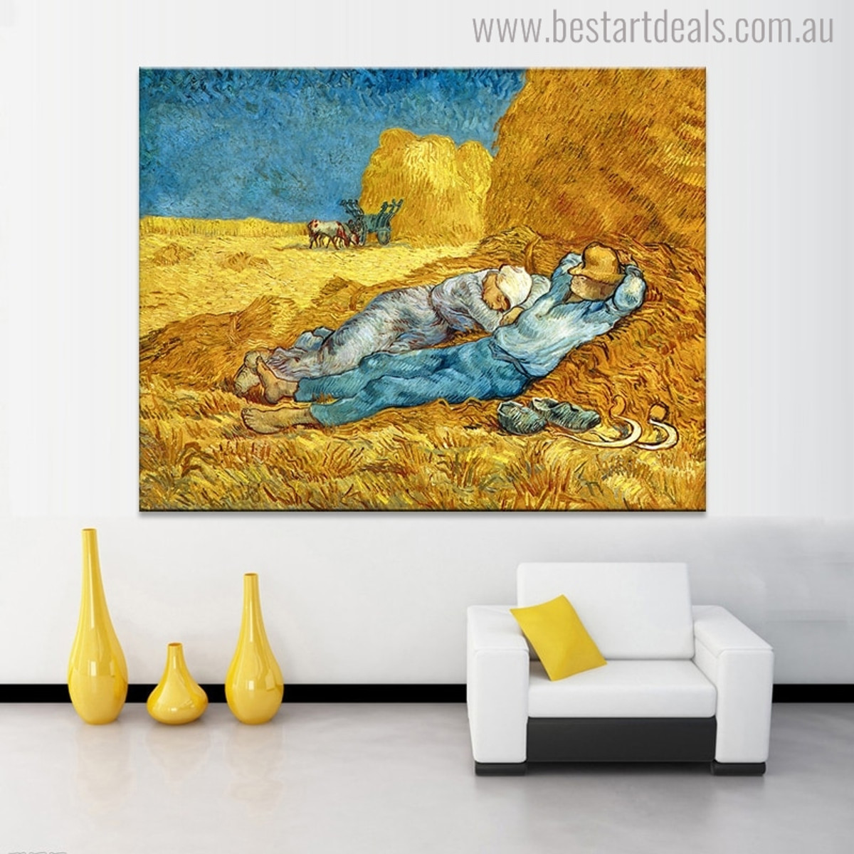 The Siesta Vincent Van Gogh Impressionist Landscape Reproduction Painting Canvas Print for Living Room Wall Outfit