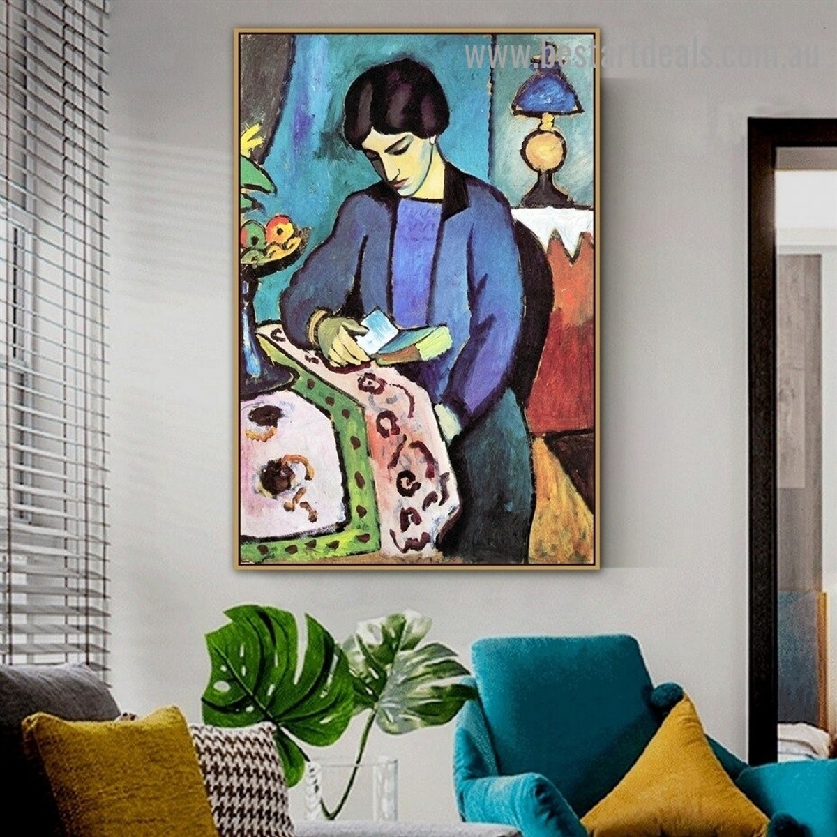 Wife Artist August Macke Figure Expressionist Portrait Image Canvas Print for Room Wall Adornment