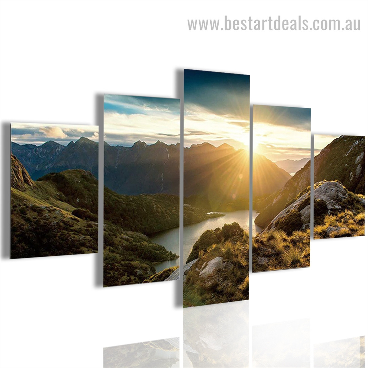 Sunrise Scenery Nature Landscape Modern Framed Smudge Picture Canvas Print