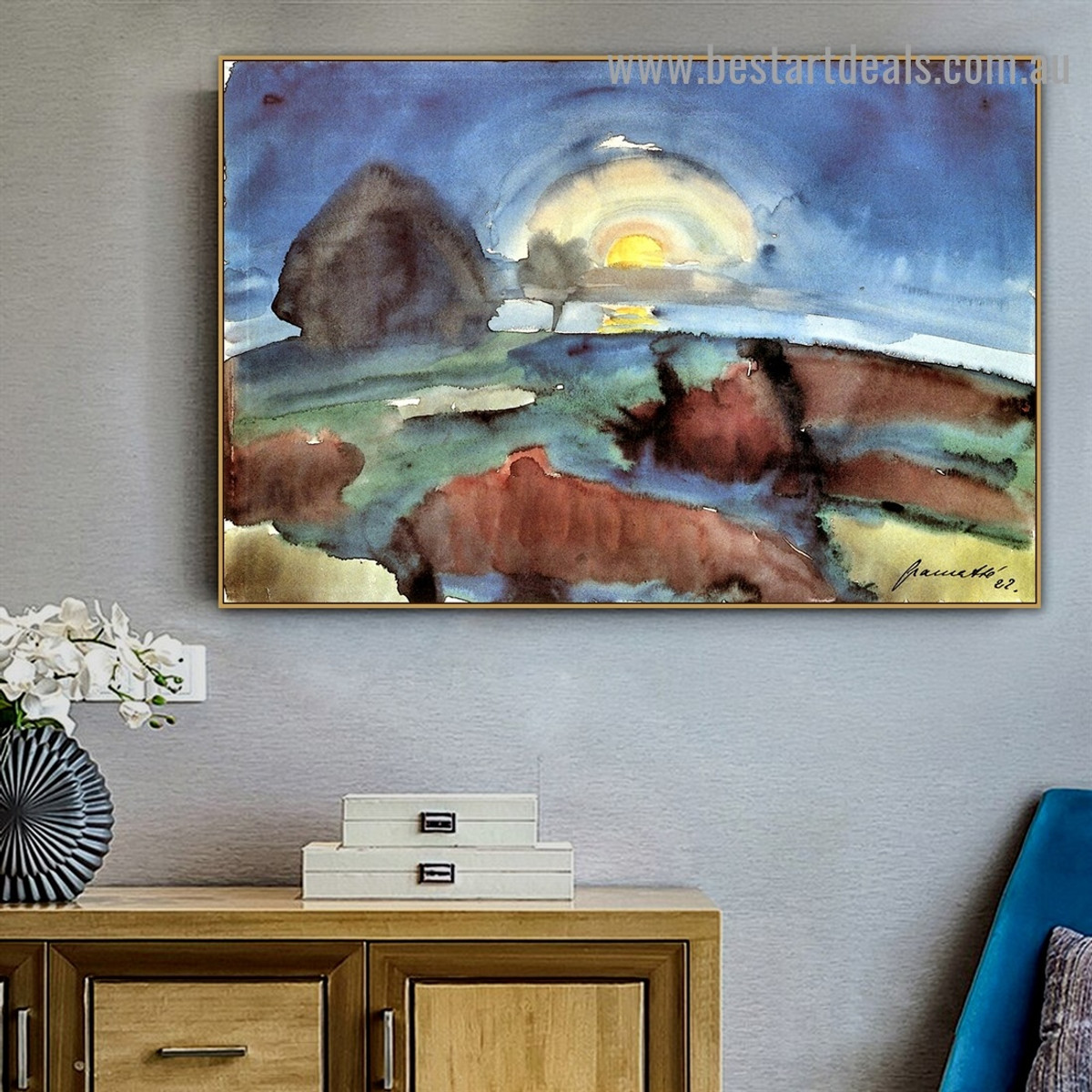 Hiddensoe Moon Stairway Walter Gramatté Landscape Expressionist Portrait Picture Canvas Print for Room Wall Adornment
