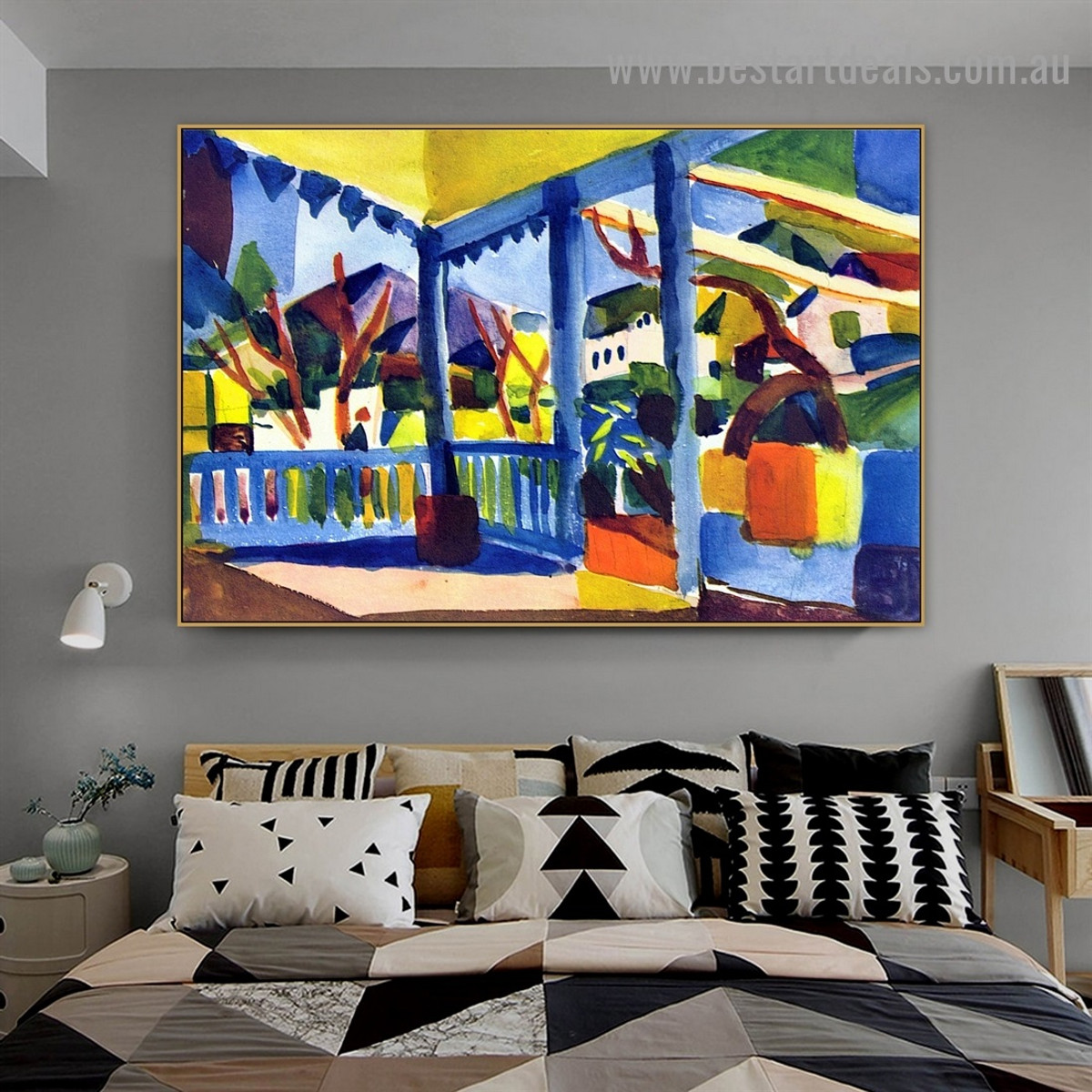 Terrace of the Villa in St. Germain Landscape Abstract Expressionist Portrait Image Canvas Print for Room Wall Décor