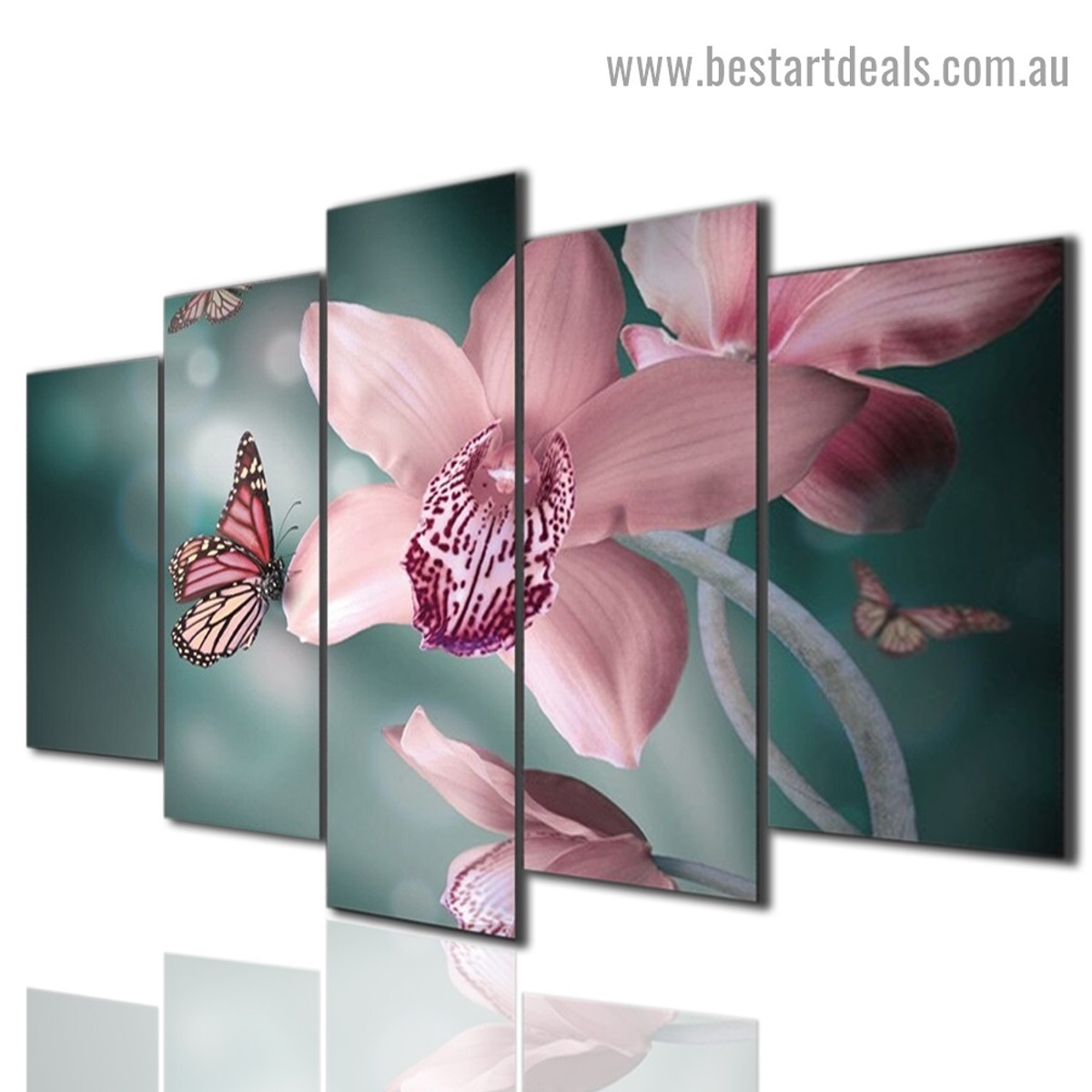 Orchid Butterfly Botanical Animal Modern Artwork Picture Canvas Print for Room Wall Décor