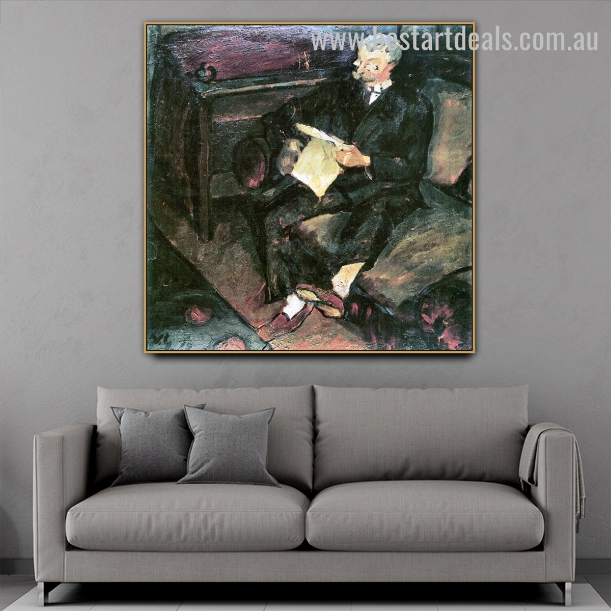 Man Reading (Father) Expressionism Effigy Pic Canvas Print for Room Wall Adornment