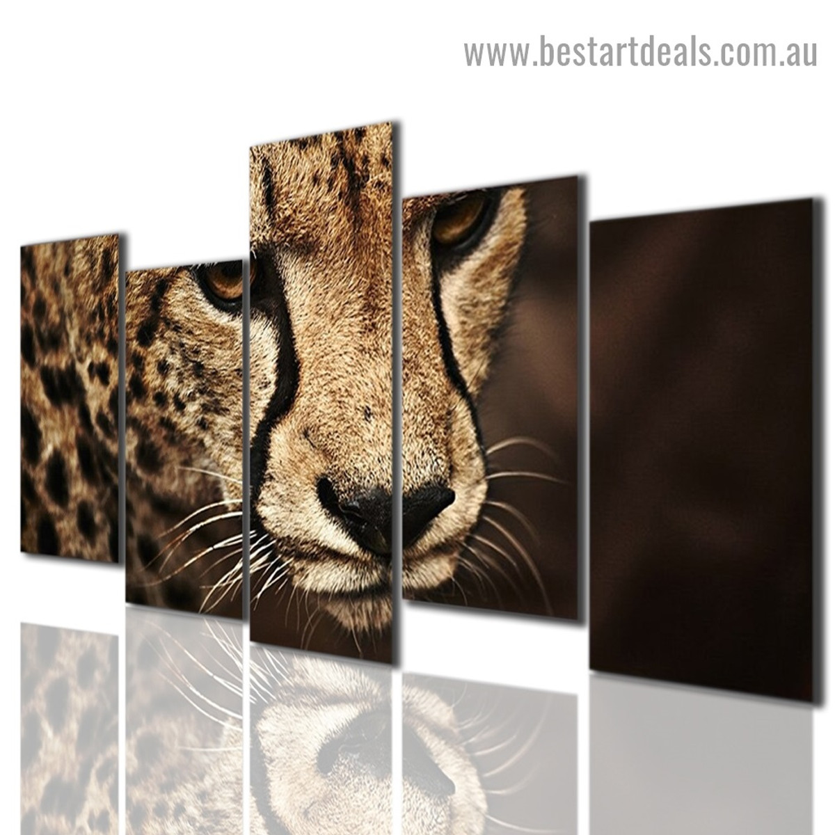 Cheetah Face Animal Modern Artwork Image Canvas Print for Room Wall Ornament