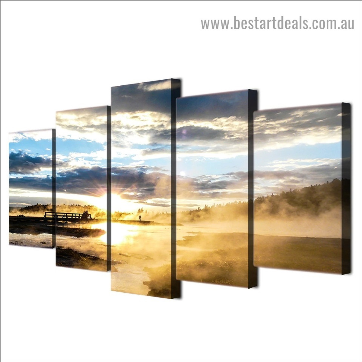 Sunshine Landscape Nature Modern Artwork Portrait Canvas Print for Room Wall Garniture