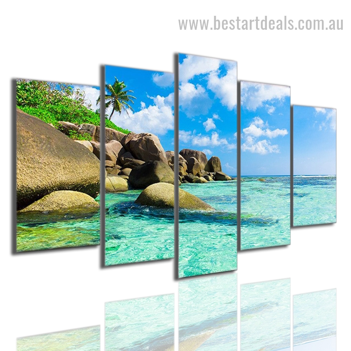 Beautiful Seascape Nature Landscape Modern Framed Effigy Pic Oversized Split Canvas Print