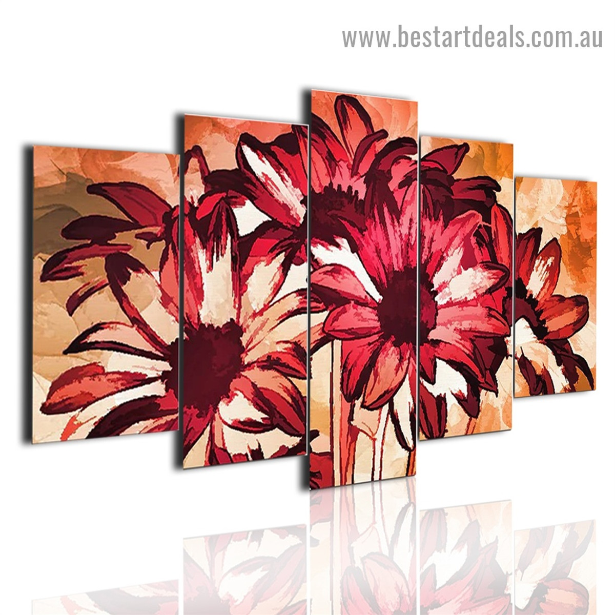 Abstract Sunflower Botanical Modern Painting Split Canvas Print for Room Wall Garniture