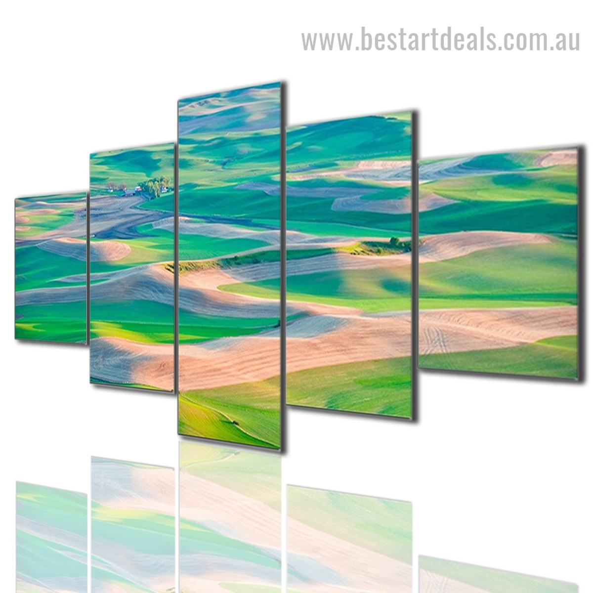 Green Roads Landscape Modern Portraiture Picture Large Split Canvas Print