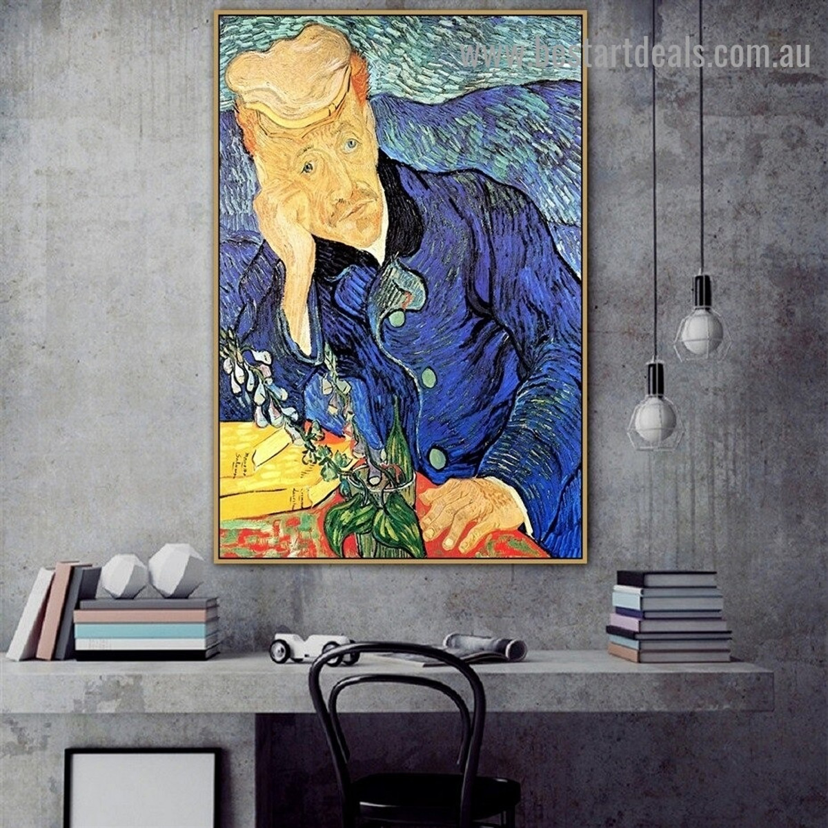 Portrait of Dr Gachet Vincent Willem Van Gogh Figure Impressionist Portrait Photo Canvas Print for Room Wall Adornment