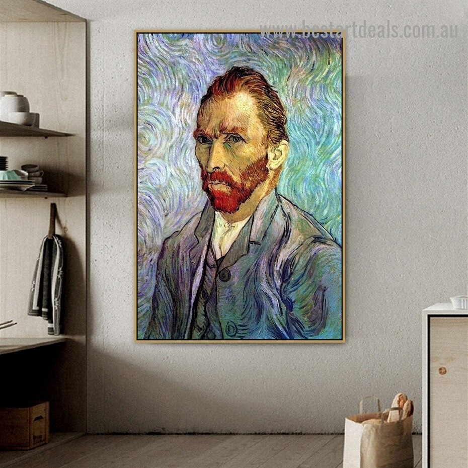 Self Portrait 1889 Vincent Willem Van Figure Impressionism Portrait Image Canvas Print for Room Wall Ornament