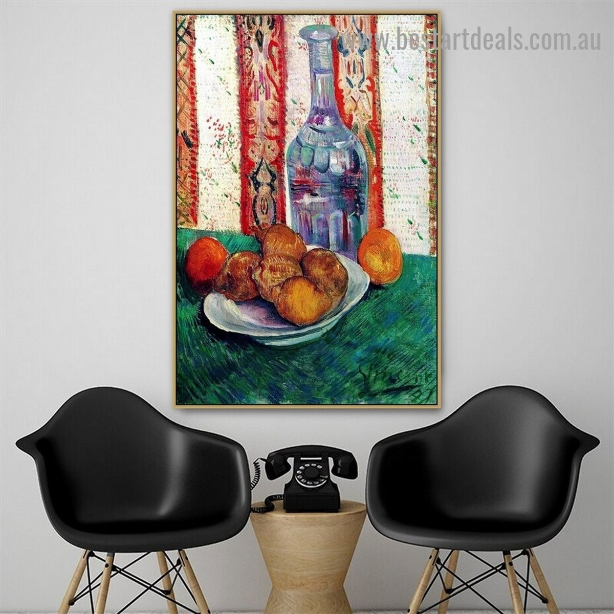 Still Life with Bottle and Lemons on a Plate Vincent Willem Van Gogh Impressionist Portrait Photo Canvas Print for Room Wall Decoration
