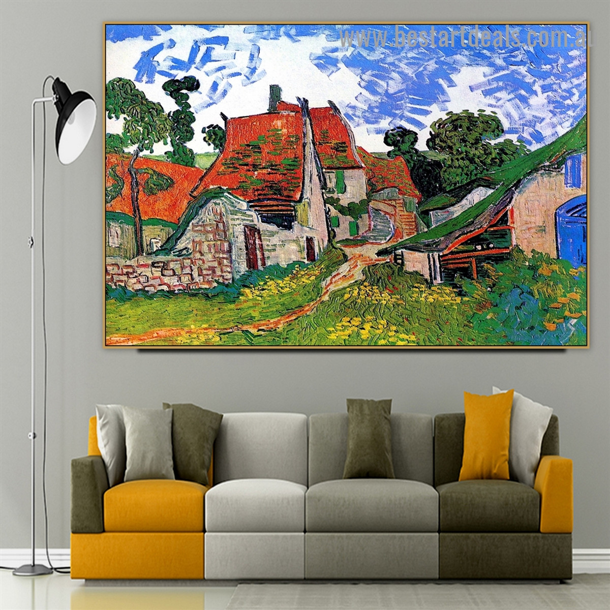 Street in Auvers Sur Oise Vincent Willem Van Gogh Cityscape Impressionism Portrait Picture Canvas Print for Room Wall Décor