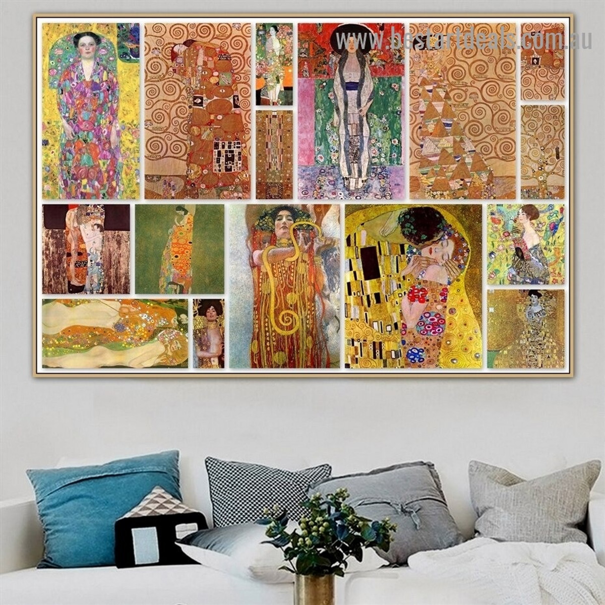 Gustav Klimt Collage I Symbolism Reproduction Artwork Picture Canvas Print for Room Wall Ornament